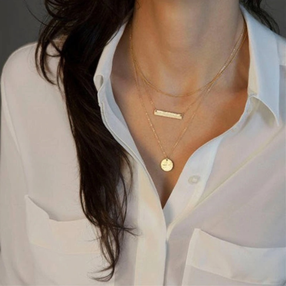 Bohemian 3-Tier Layered Indie Gold Necklace - Picture 2 of 3